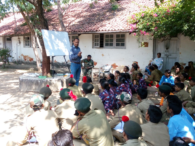 Addressing NCC Cadets About Road Safety in Udaipur